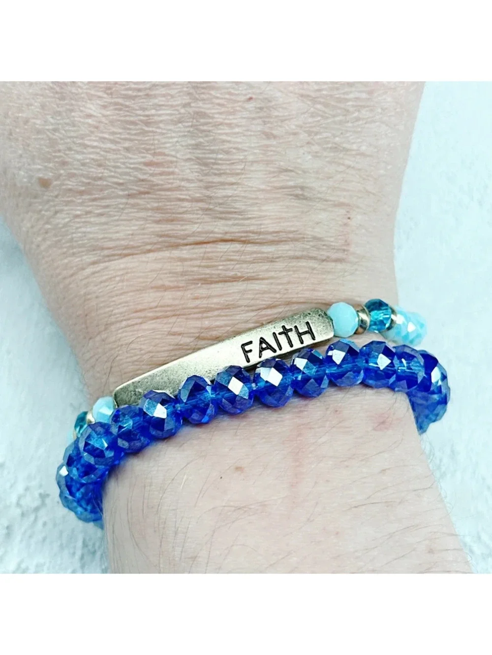 337u. Blue Stretch Glass Bracelets